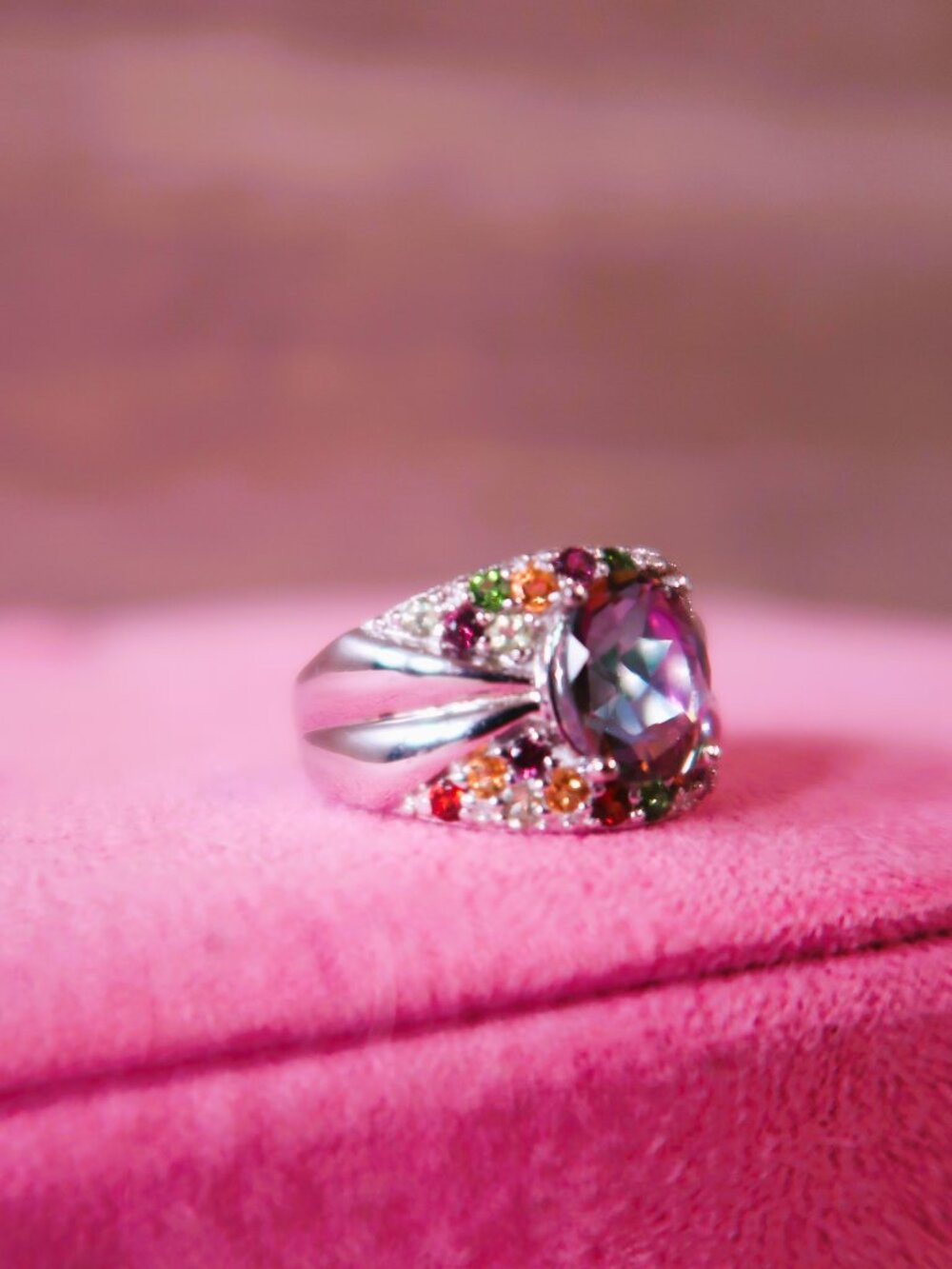 Stare at my Gemstone Rainbow Mystic Topaz Silver Sterling Stamped 925 Ring